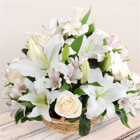 White Flower Basket